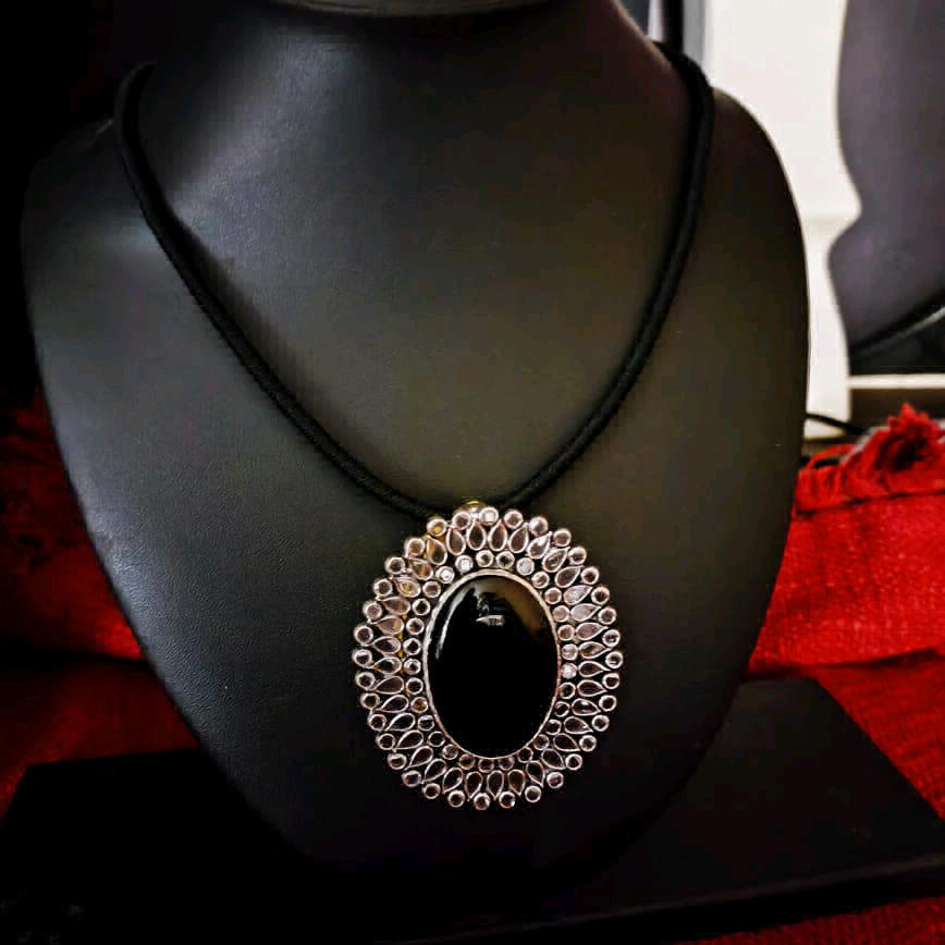 Black Onyx Polki Pendant 